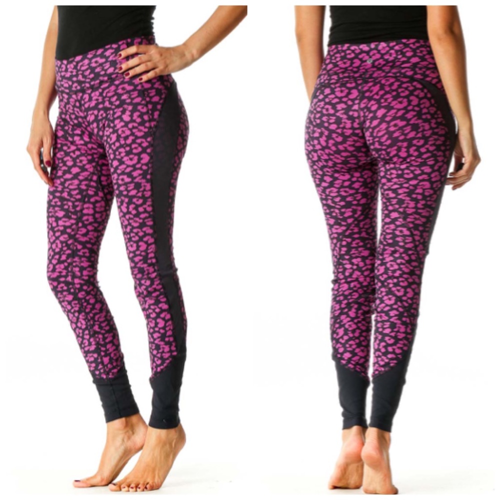 Lululemon Drop It Like It's Hot Tight Cherry Cheetah Ultra Violet Navy Blue Sz 6